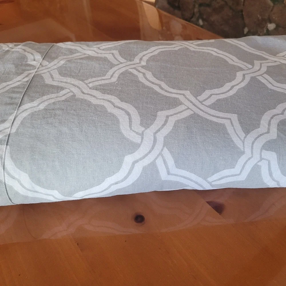 Potterybarn Full/Queen Duvet Linen Blend Cover Gray White Geometric Minimalist